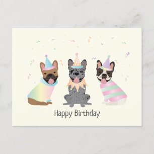 Postal Feliz Cumpleaños Bulldogs Franceses
