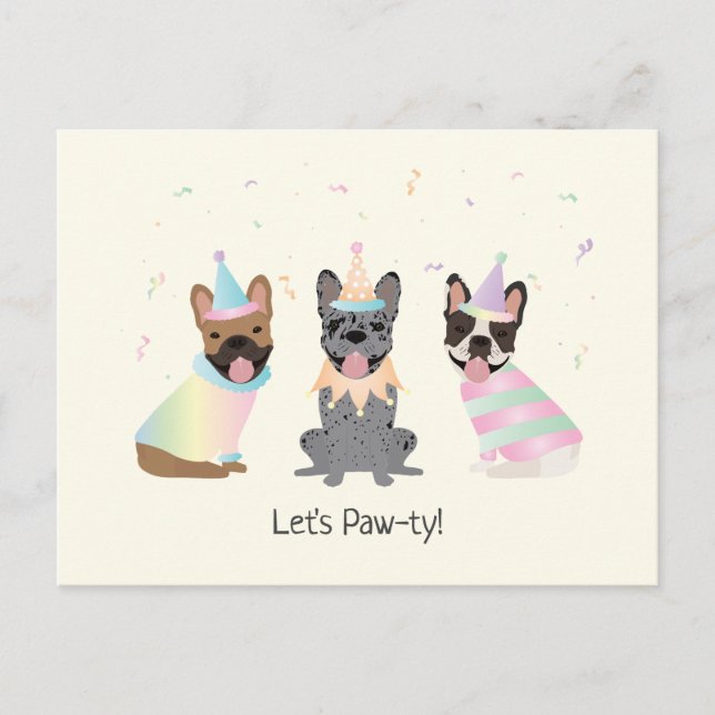 Postal Feliz Cumpleaños Bulldogs Franceses (Anverso)