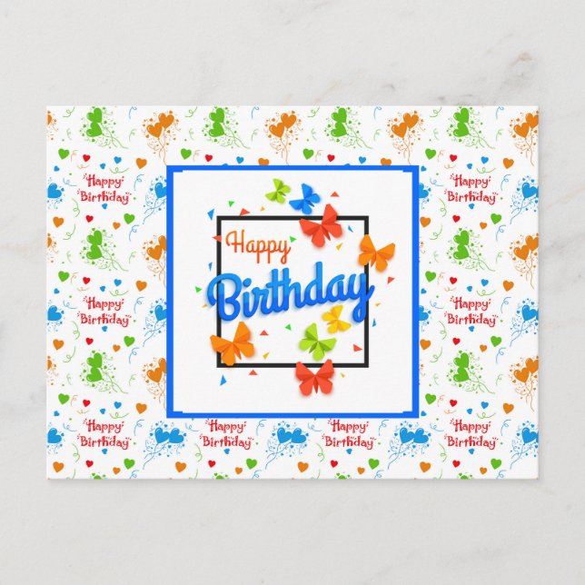 Postal Feliz cumpleaños Butterflies (Anverso)