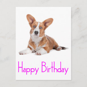 Postal Feliz Cumpleaños Cachorro Perro Corgi Galés Tarjet