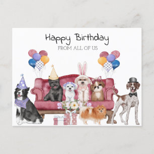 Postal Feliz Cumpleaños Cachorros Lindos