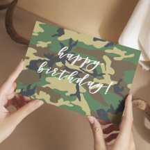 Feliz cumpleaños Camo Militar Woodland