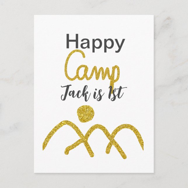 Postal Feliz cumpleaños campista uno niños sol dorado (Anverso)