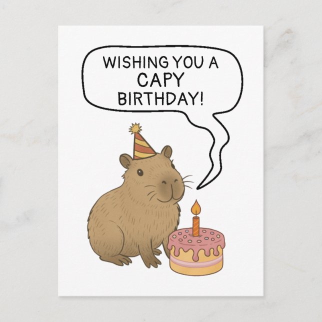 Postal Feliz Cumpleaños Capy Lindo Dibujado a Mano Amante (Anverso)