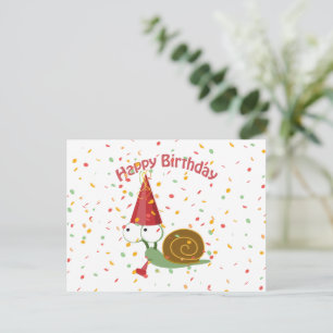 Postal ¡Feliz cumpleaños! Caracol Confetti