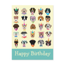 Feliz Cumpleaños Caras de Perro Animales de Fiesta