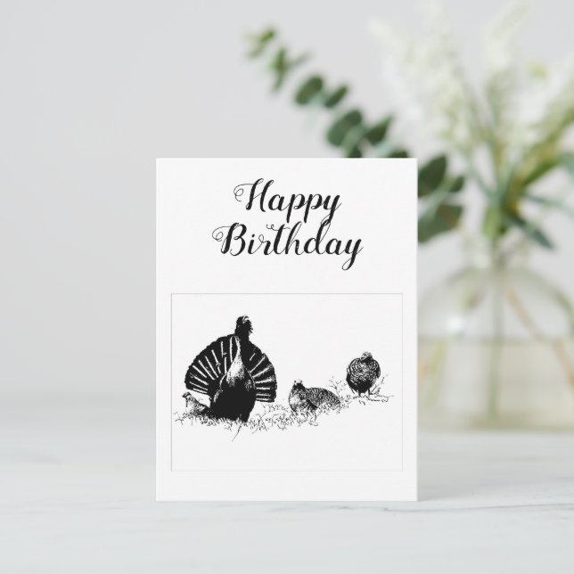 Postal Feliz cumpleaños cazadores de urogallos (Anverso de pie)