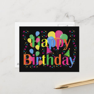 Postal Feliz cumpleaños, celebración festiva de cumpleaño