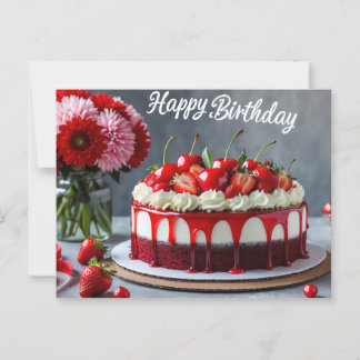 Postal Feliz cumpleaños Cherry Strawberry Cake