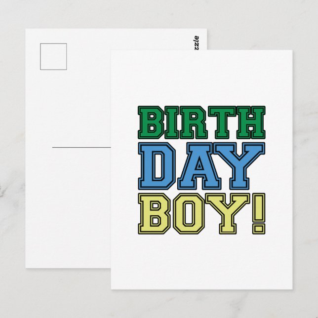 Postal ¡Feliz Cumpleaños Chico! Divertida Fiesta Colorida (Anverso / Reverso)