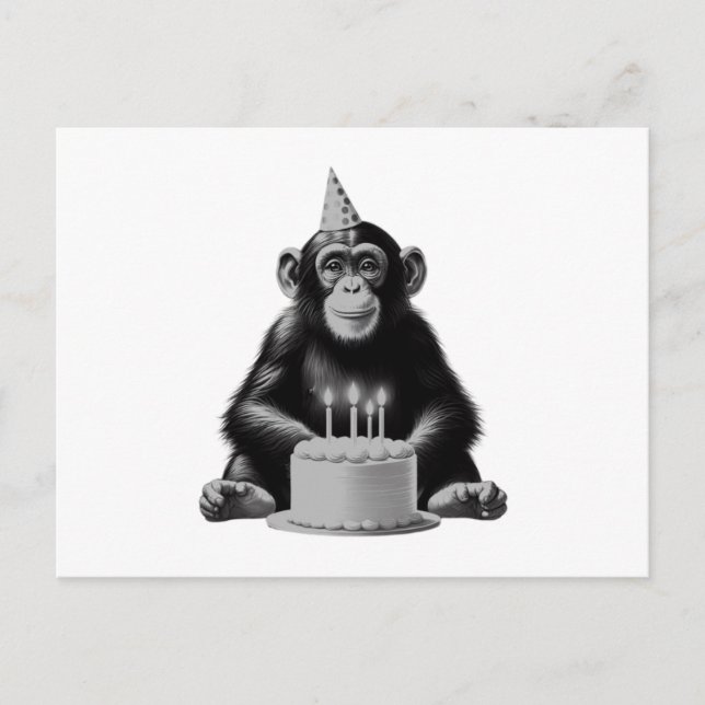 Postal Feliz Cumpleaños Chimpancé (Anverso)