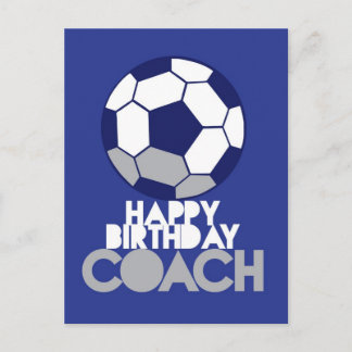 Postal Feliz cumpleaños COACH con fútbol