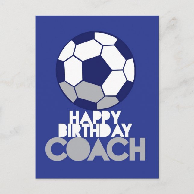 Postal Feliz cumpleaños COACH con fútbol (Anverso)
