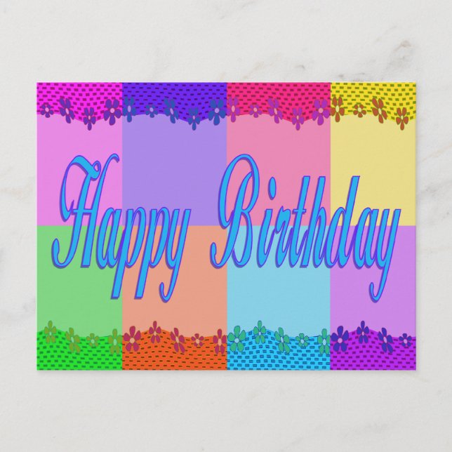 Postal Feliz cumpleaños colorido (Anverso)