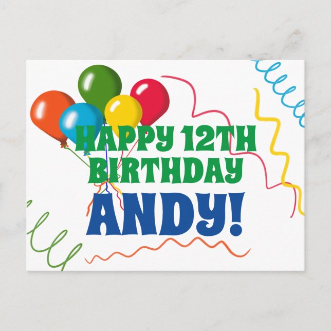 Postal Feliz cumpleaños colorido con globos (Anverso)