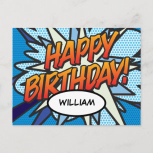 Postal FELIZ CUMPLEAÑOS Comic Book Pop Art