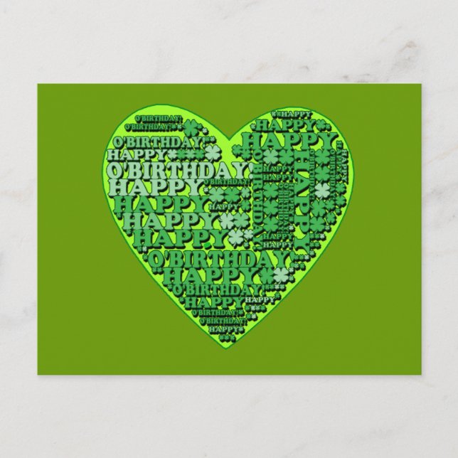 Postal Feliz cumpleaños con camisetas y regalos de Heart  (Anverso)