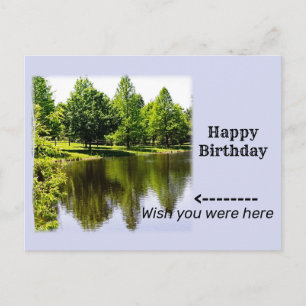 Postal Feliz Cumpleaños, con fotografía de estanque de pe