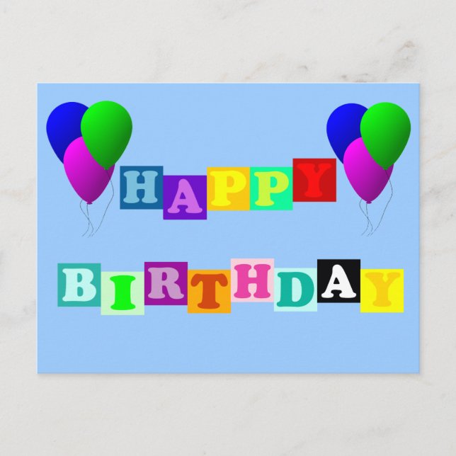 Postal Feliz cumpleaños con globos de Shirley Taylor (Anverso)