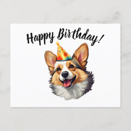 Postal Feliz cumpleaños cono Corgi