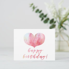 Postal ¡Feliz Cumpleaños! Corazón de Ágata Rosa Elegante