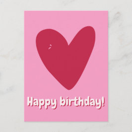 Postal Feliz Cumpleaños - Corazón Rosa Frambuesa Grande