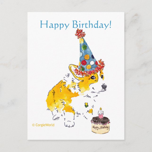 Postal Feliz cumpleaños Corgi Postcard (Anverso)