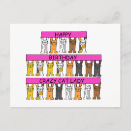 Postal Feliz cumpleaños, Crazy Cat Lady, Gatos Personaliz
