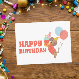 Postal Feliz cumpleaños Dachshund adorable