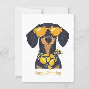 Postal Feliz Cumpleaños Dachshund Perro Gafas de Sol Limo
