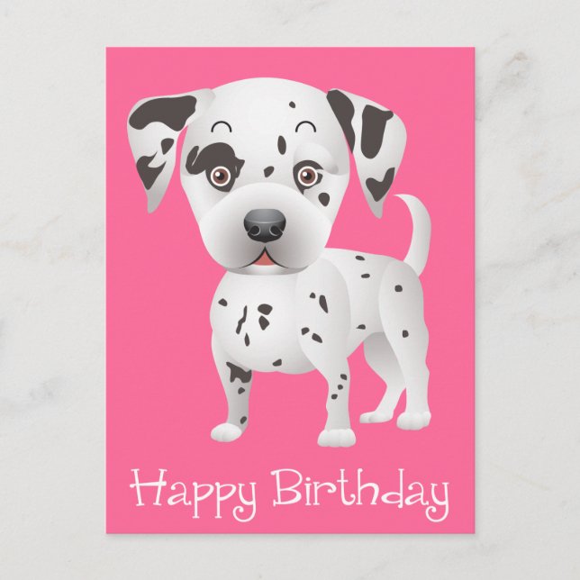 Postal Feliz cumpleaños Dalmacia Papicolau Perro Pink Pos (Anverso)