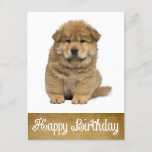Postal feliz cumpleaños de Chow Chow Puppy Dog