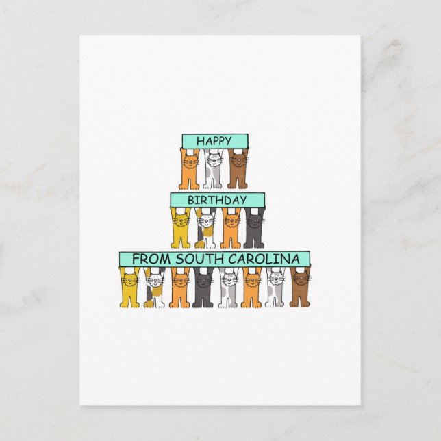 Postal Feliz cumpleaños de gatos Personalizados de Caroli (Anverso)