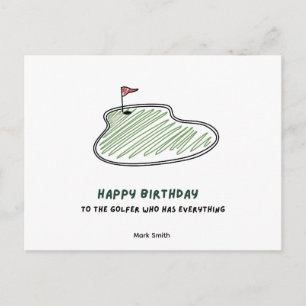 Postal Feliz cumpleaños de golf a golfista que lo tiene t