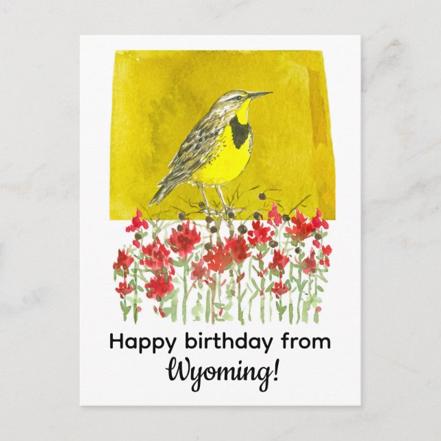 Postal Feliz cumpleaños de las flores Wyoming Meadowlark (Anverso)