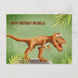 Postal Feliz cumpleaños de los dinosaurios T-Rex personal