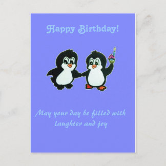Postal Feliz cumpleaños de los pingüinos