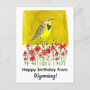 Postal Feliz Cumpleaños de Wyoming Meadowlark Flowers