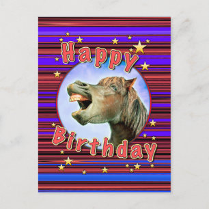 Postal Feliz cumpleaños del caballo riéndose