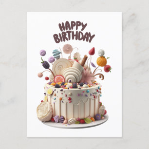 Postal Feliz cumpleaños delicioso pastel de cumpleaños