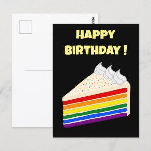 Postal Feliz cumpleaños delicioso pastel de vainilla arco