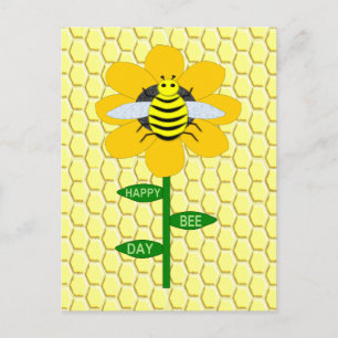 Postal Feliz cumpleaños día de la abeja Abejorro