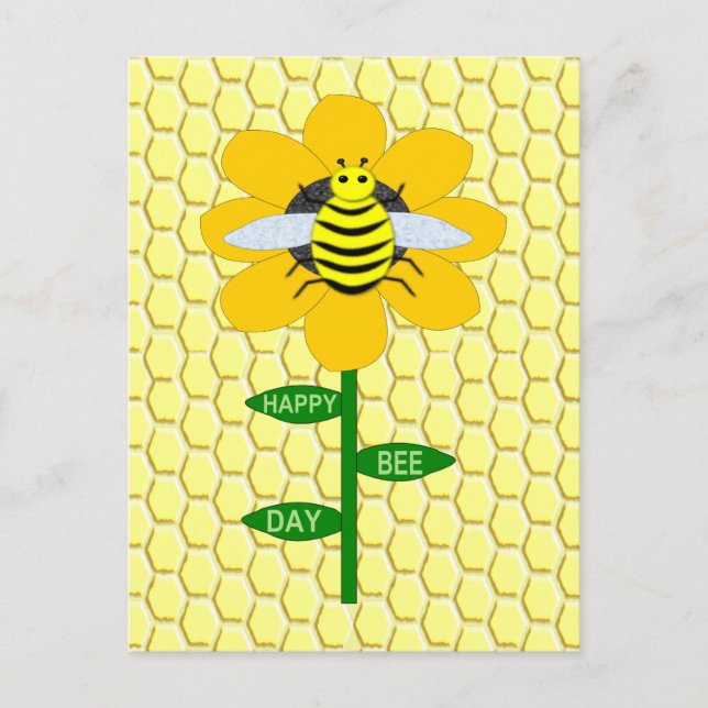 Postal Feliz cumpleaños día de la abeja Abejorro (Anverso)