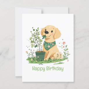 Postal Feliz Cumpleaños Día de la Tierra Perro Retriever 