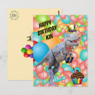 Postal ¡Feliz cumpleaños Dinosaurio! (Personalizar texto)