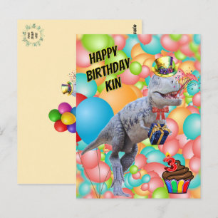 Postal ¡Feliz cumpleaños Dinosaurio! (Personalizar texto)