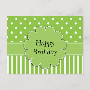Postal Feliz Cumpleaños - diseño chartreuse y blanco