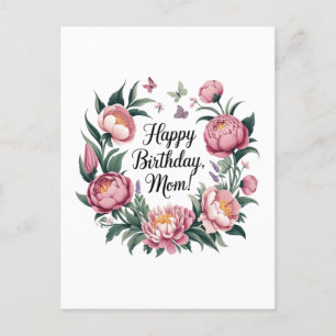 Postal Feliz Cumpleaños Diseño Floral Mamá