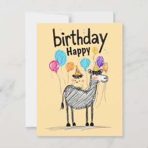 Postal Feliz Cumpleaños Divertido con Caballo Lindo y Glo