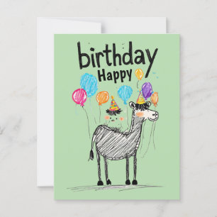 Postal Feliz Cumpleaños Divertido con Caballo Lindo y Glo